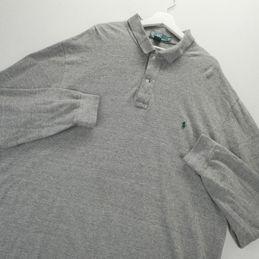 Polo Ralph Lauren Gray Long Sleeve Polo Shirt 3XLT Tall Cotton Pique Pony Logo